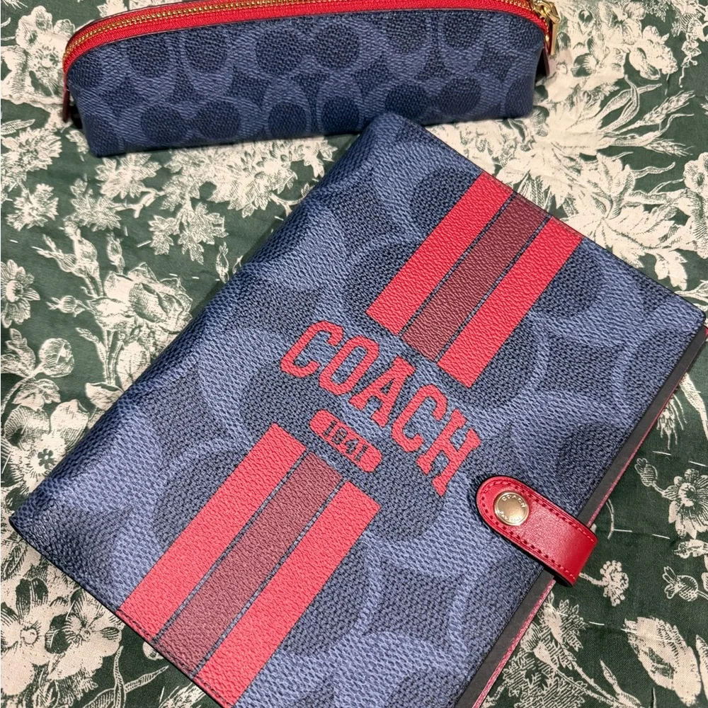 Coach Blue and Red Signature Varsity notebook and pouch bundle - Picture 1 of 4